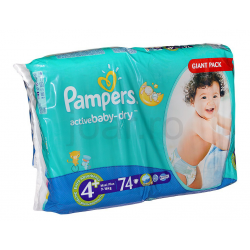 Pampers Active Baby 4+ Maxi Plus Giant Pack 9-16kg 74db